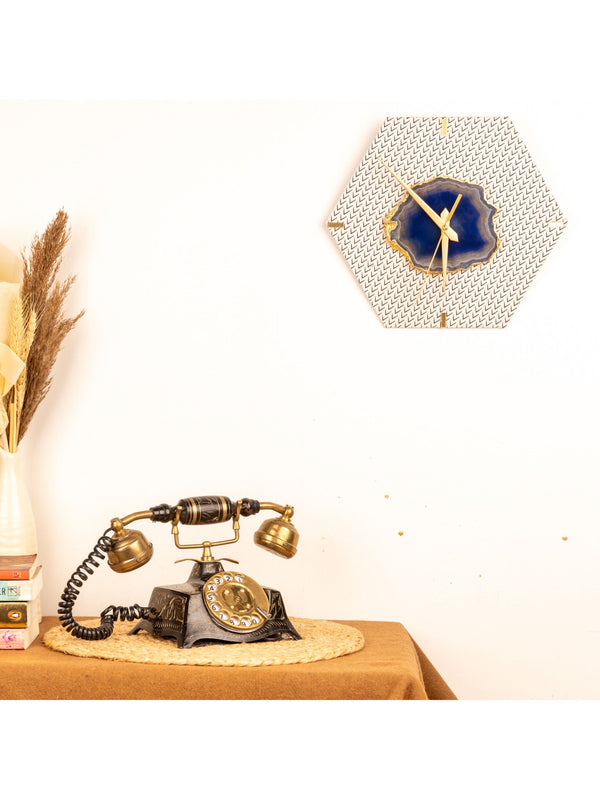 Black & White Wall Clock Hexagon