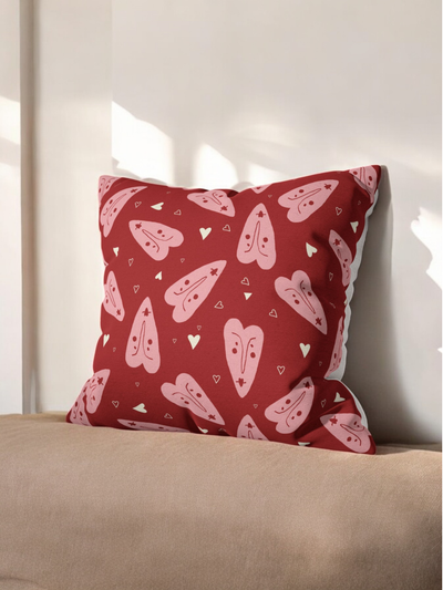 Lush Love Hearts Cushion Cover for Valentine - Velvet - 16x16in