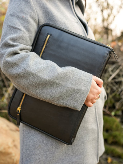Black Laptop Sleeve with Gold Details