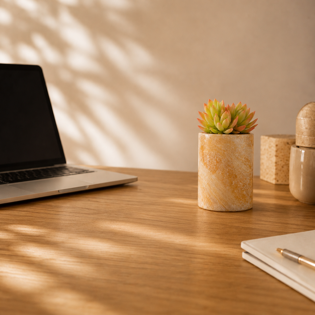 Onyx Stone Pot - Mini Desk Planter