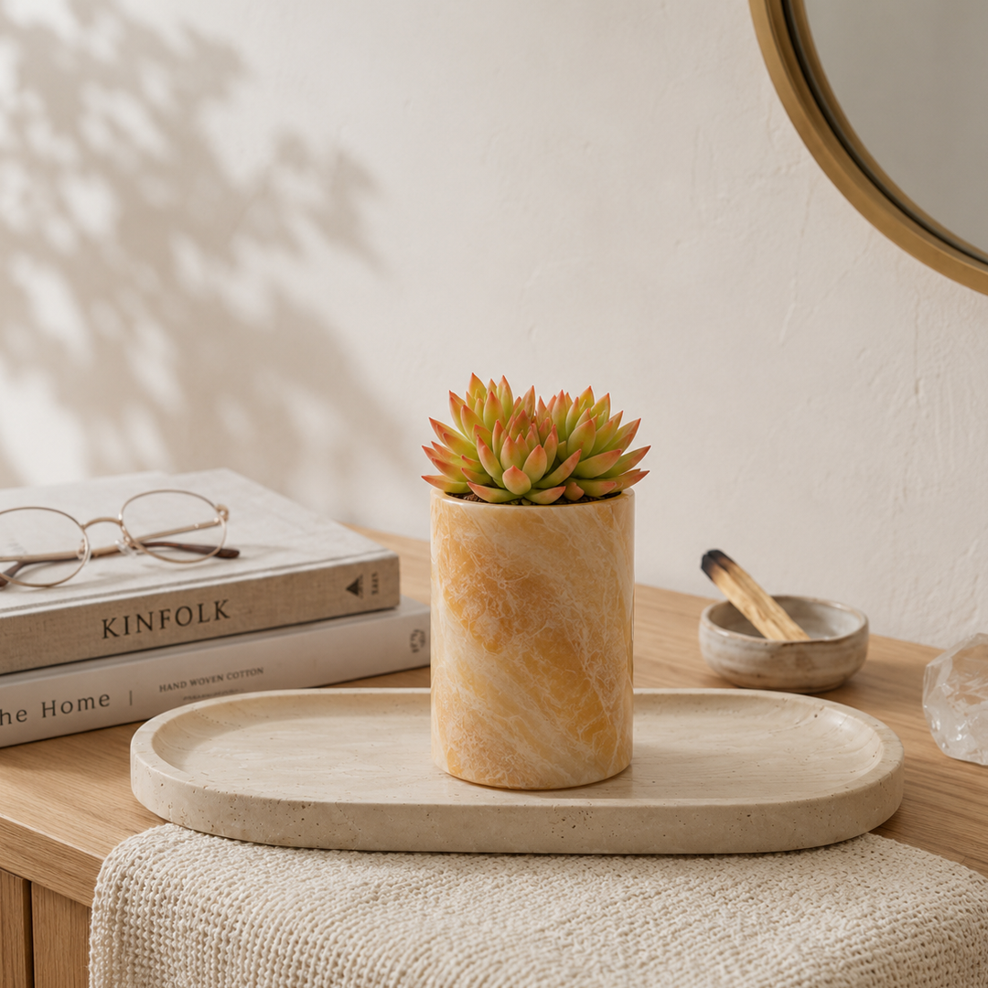 Onyx Stone Pot - Mini Desk Planter