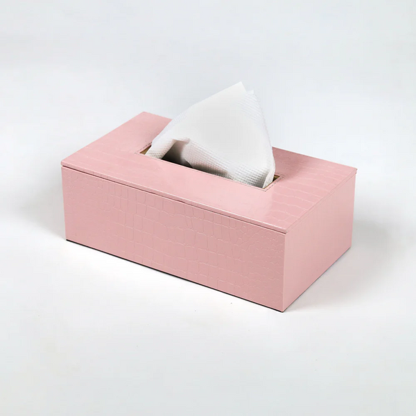 Leather Tissue Box-Pink