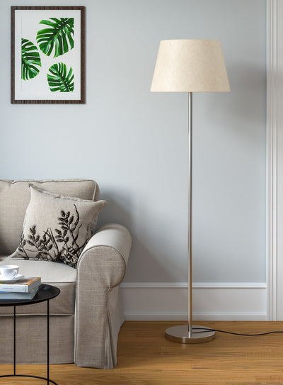 Silver Modern Floor Lamp (5 ft) – Off White Shade