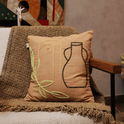Boho Pottery Embroidered Tufted Cushion Cover- Set of 5