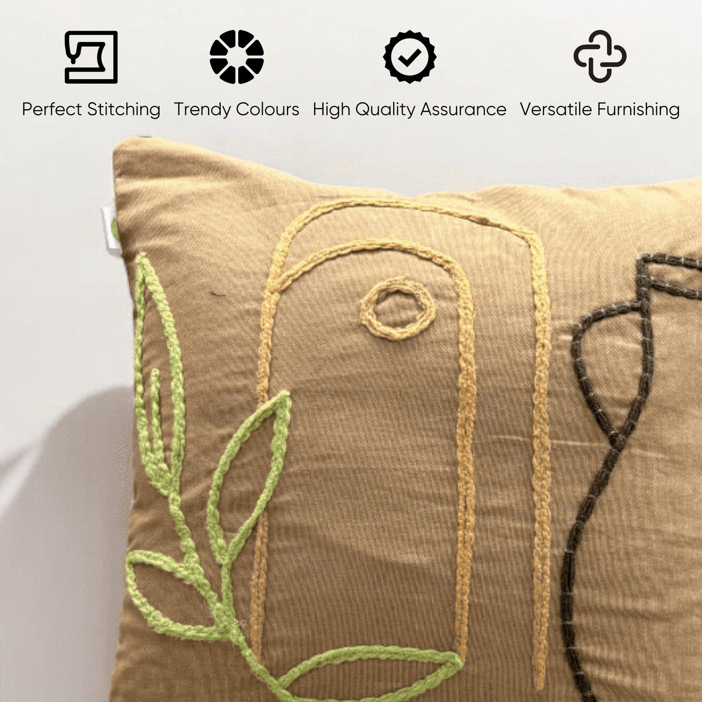 Boho Pottery Embroidered Tufted Cushion Cover- Set of 5