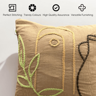 Boho Pottery Embroidered Tufted Cushion Cover- Set of 5