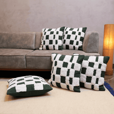 Checkered Chic Tufted Cushion Cover - Set of 5