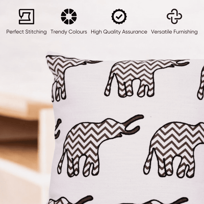 Chevron Elephant Embroidered Cushion Cover - Set of 5
