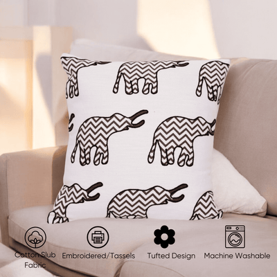 Chevron Elephant Embroidered Cushion Cover - Set of 5