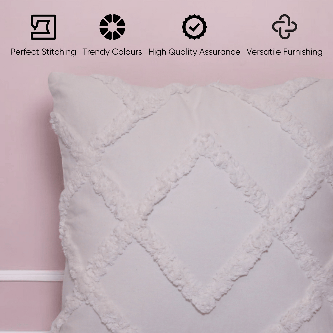 Diamond Ivory Tufted Cushion Cover - Set of 5