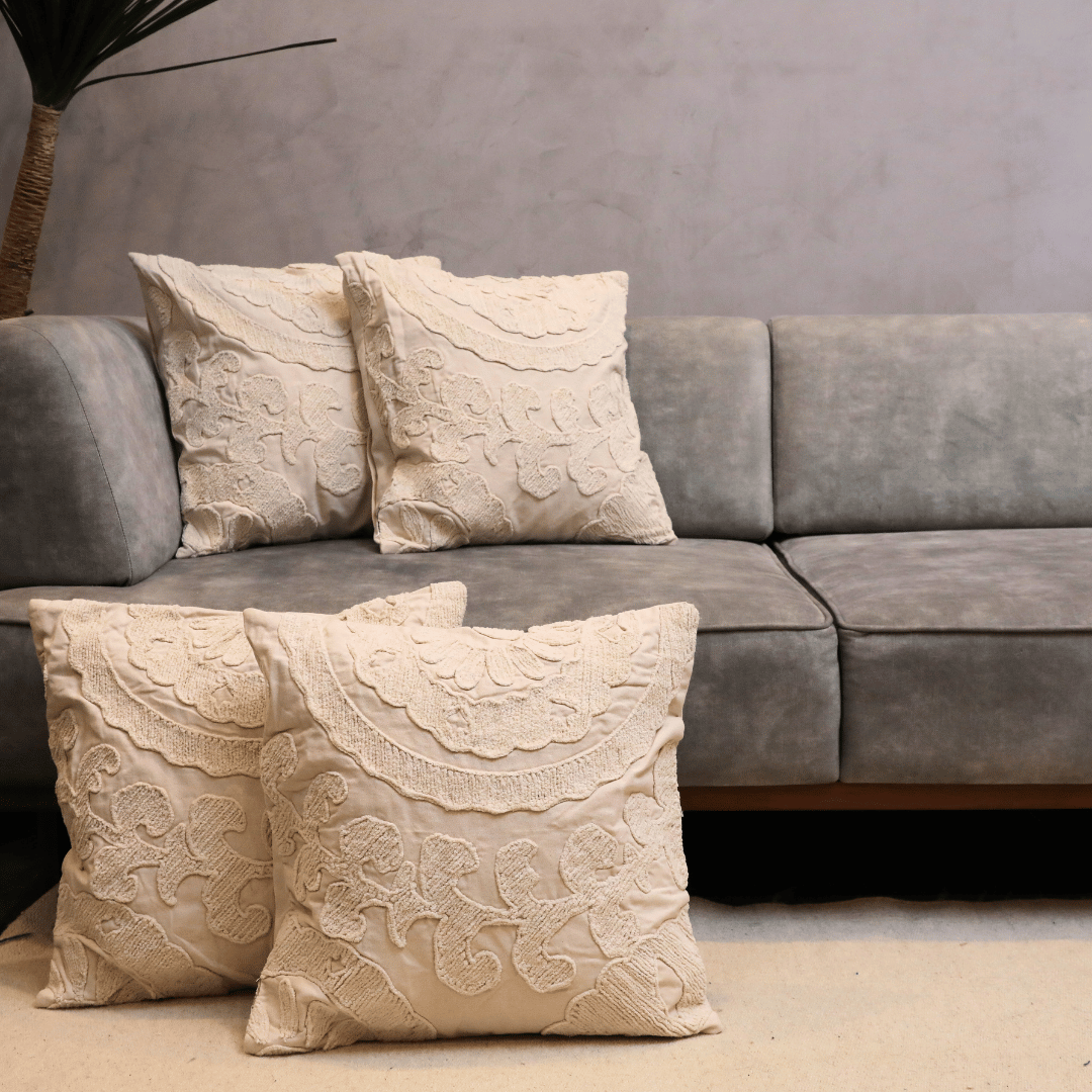 Elegant Flora Tufted Cushion Cover