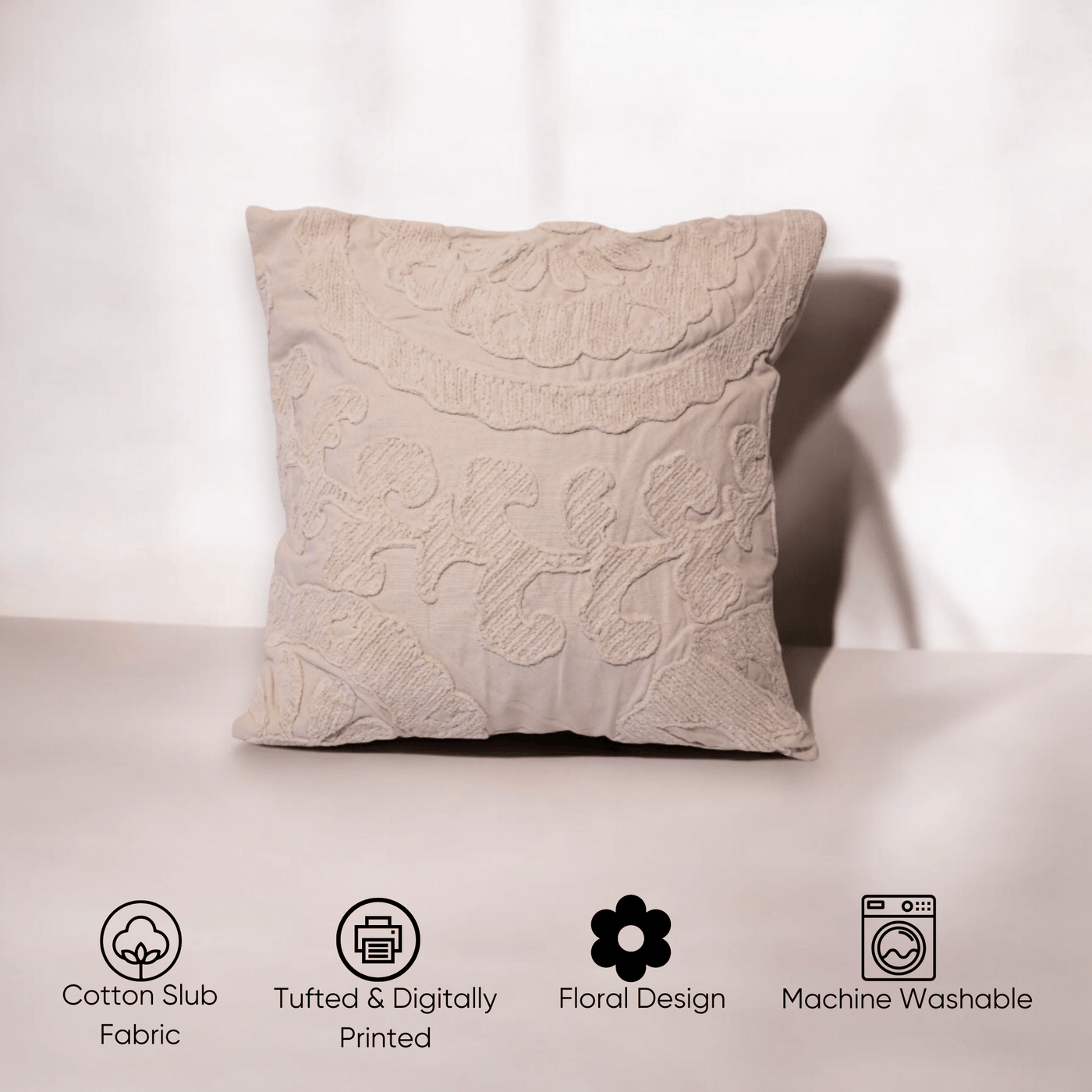 Elegant Flora Tufted Cushion Cover