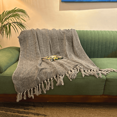 Grey Chevron Sofa Throw