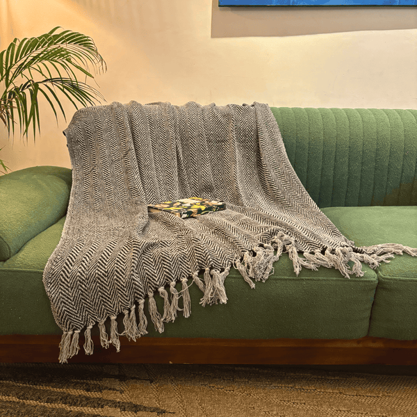 Grey Chevron Sofa Throw