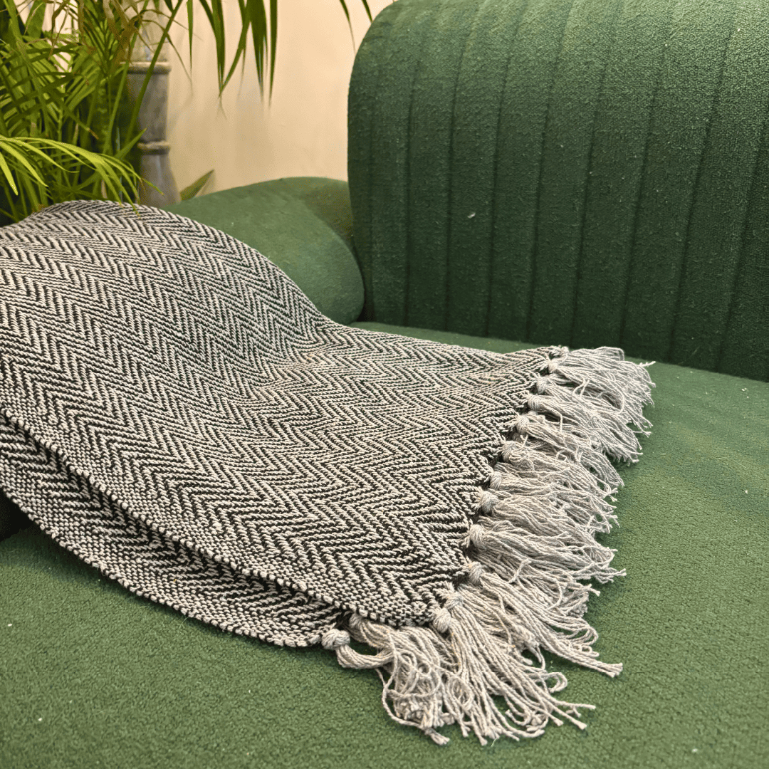 Grey Chevron Sofa Throw