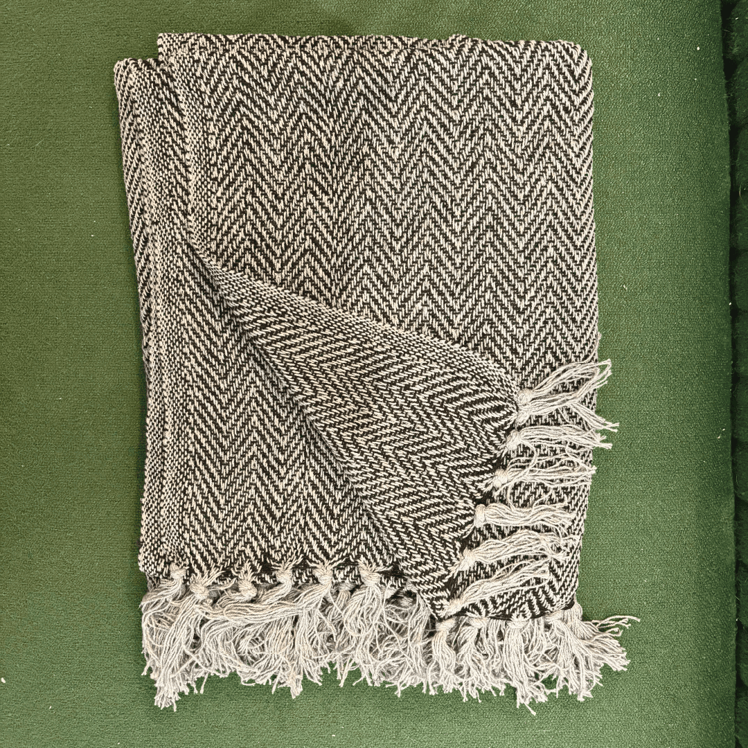 Grey Chevron Sofa Throw