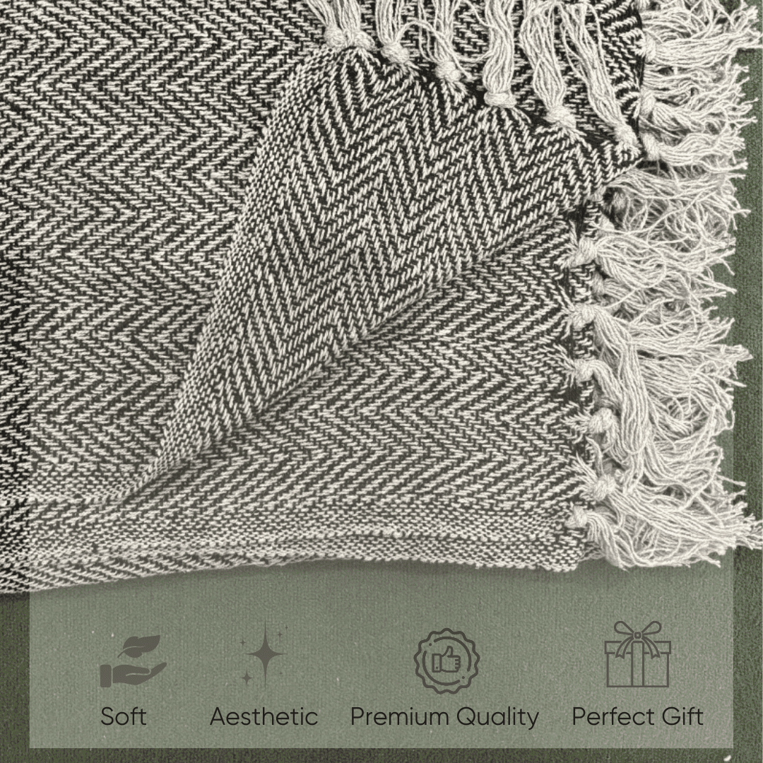 Grey Chevron Sofa Throw