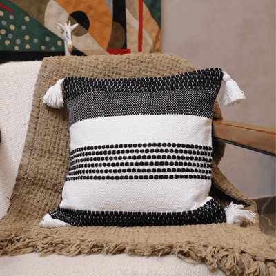 Monochrome Stripes Tufted Cushion Cover - Set of 5