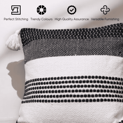 Monochrome Stripes Tufted Cushion Cover - Set of 5