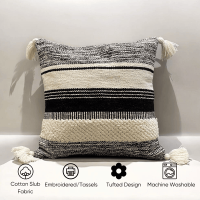 Striped Elegance Tufted Cushion Cover - Set of 5