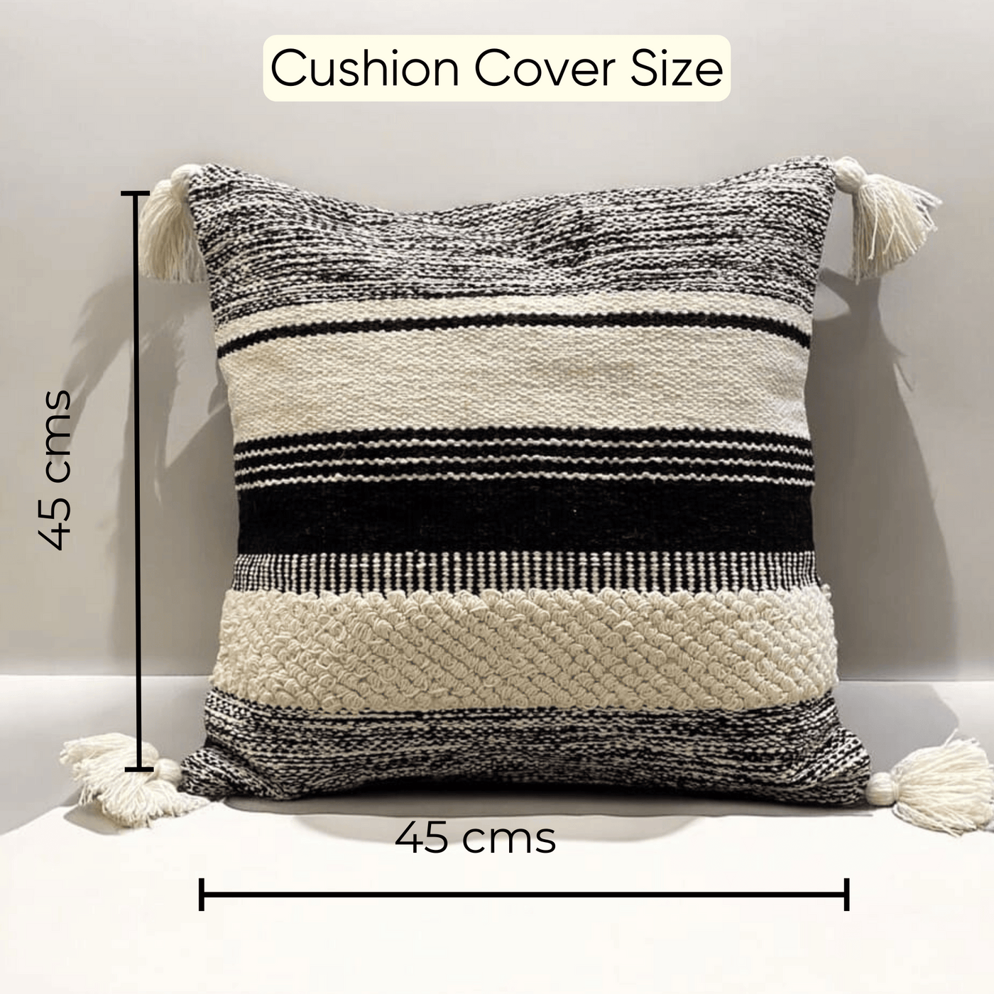 Striped Elegance Tufted Cushion Cover - Set of 5