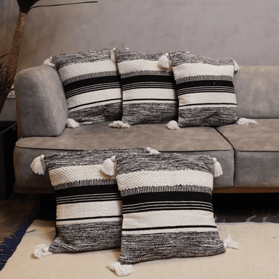Striped Elegance Tufted Cushion Cover - Set of 5