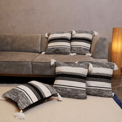 Striped Elegance Tufted Cushion Cover - Set of 5