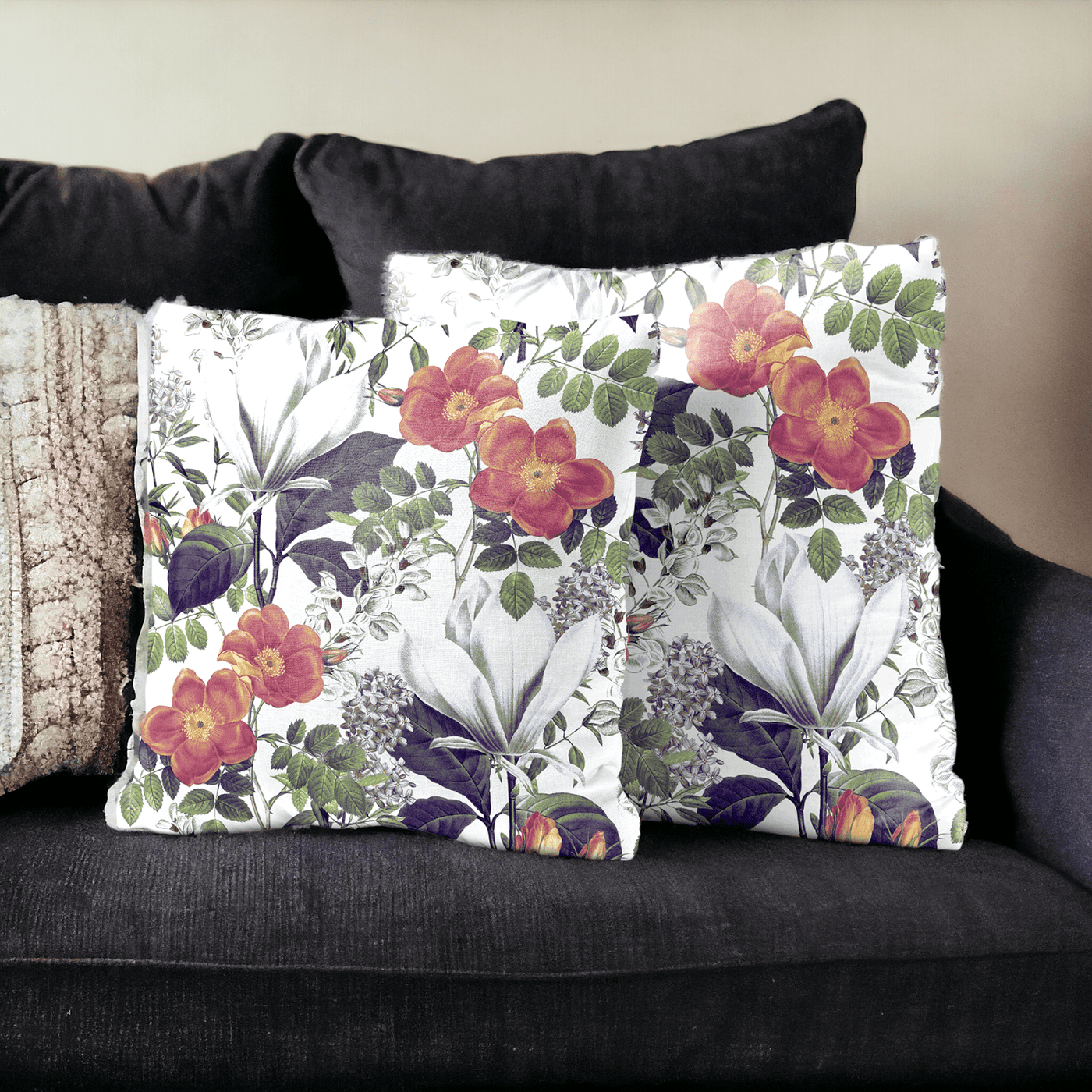 Sunlit Flora Velvet Cushion Cover - Set of 2