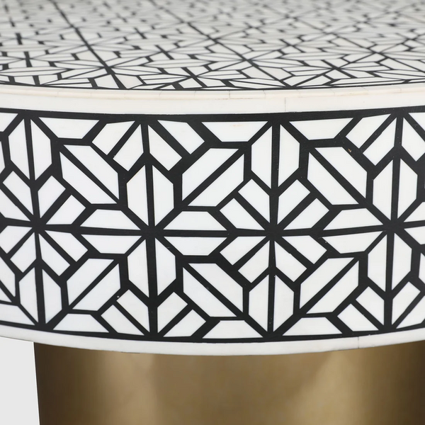 Ossein Iron New Center Table in Black & White Colour