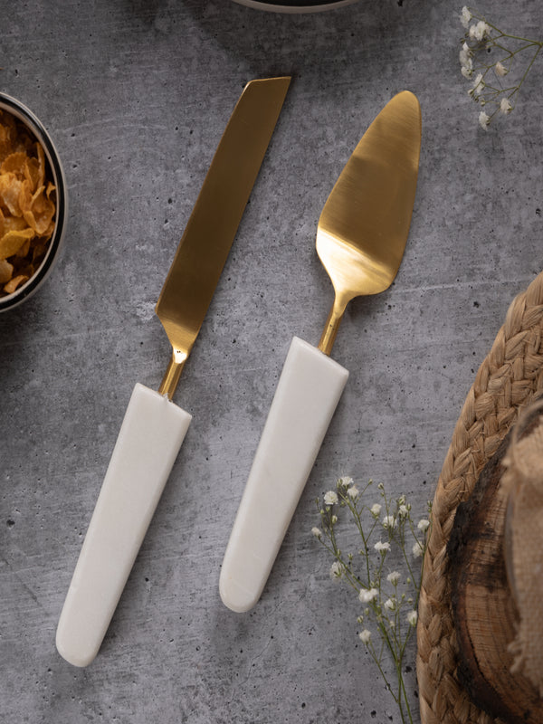 Cake Server And Knife Marble
