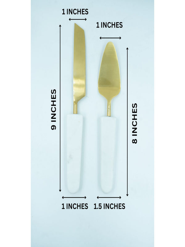 Cake Server And Knife Marble
