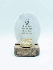 Guru Ji Mantra Marble Tealight Wooden