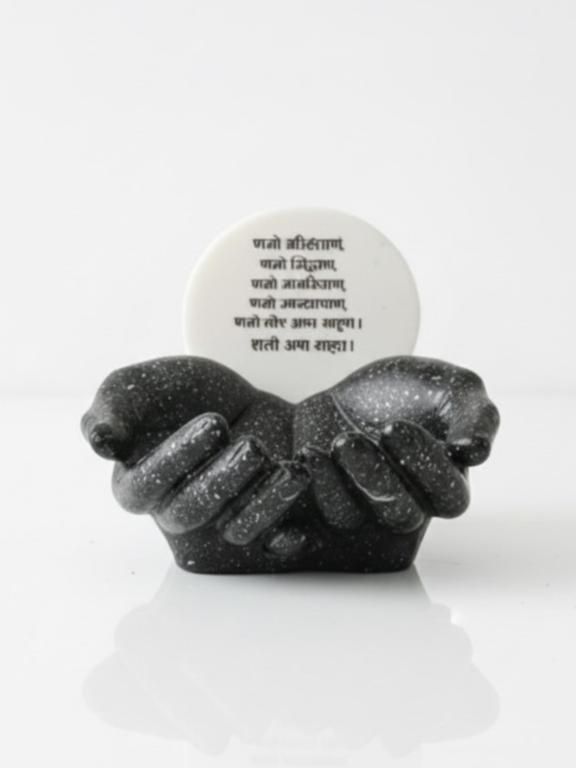 Marble Namokar Mantra With Black Hands Base