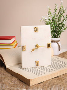 White Marble Squre Desk Clock