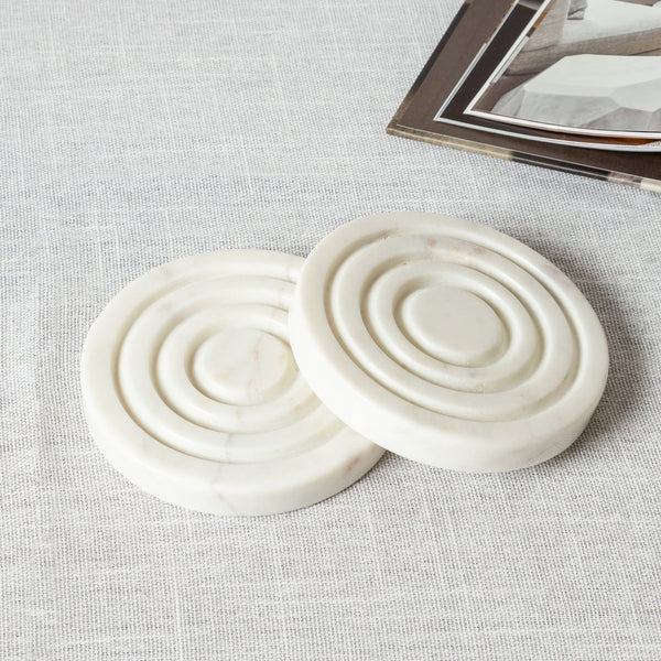 PARADISE -MARBLE IVORY COASTER SET