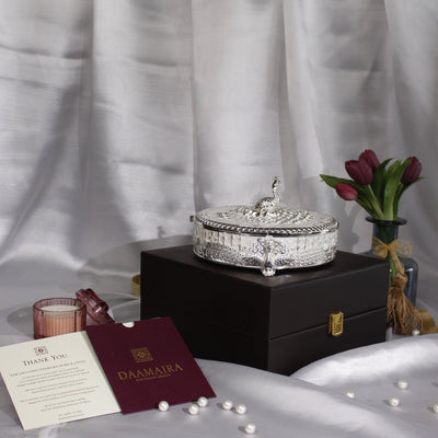 Peacock Dry Fruit Box with Lid – 20 cm