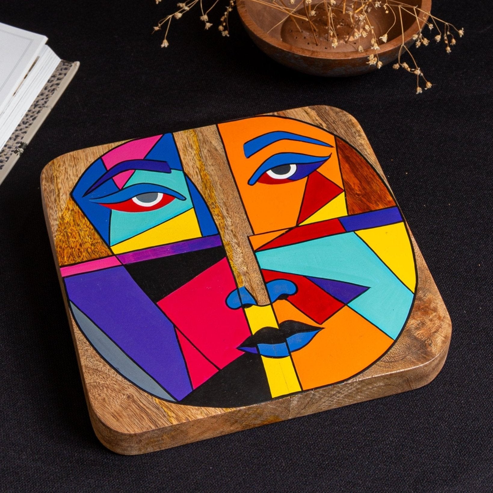 CLEO - WOODEN PAINTED TRAY PLATTER