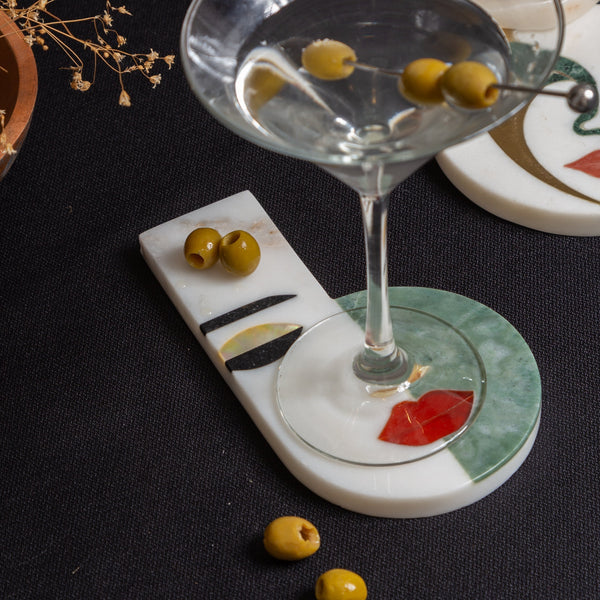 CECILIA - IVORY MULTI MARBLE TRIVET COASTER
