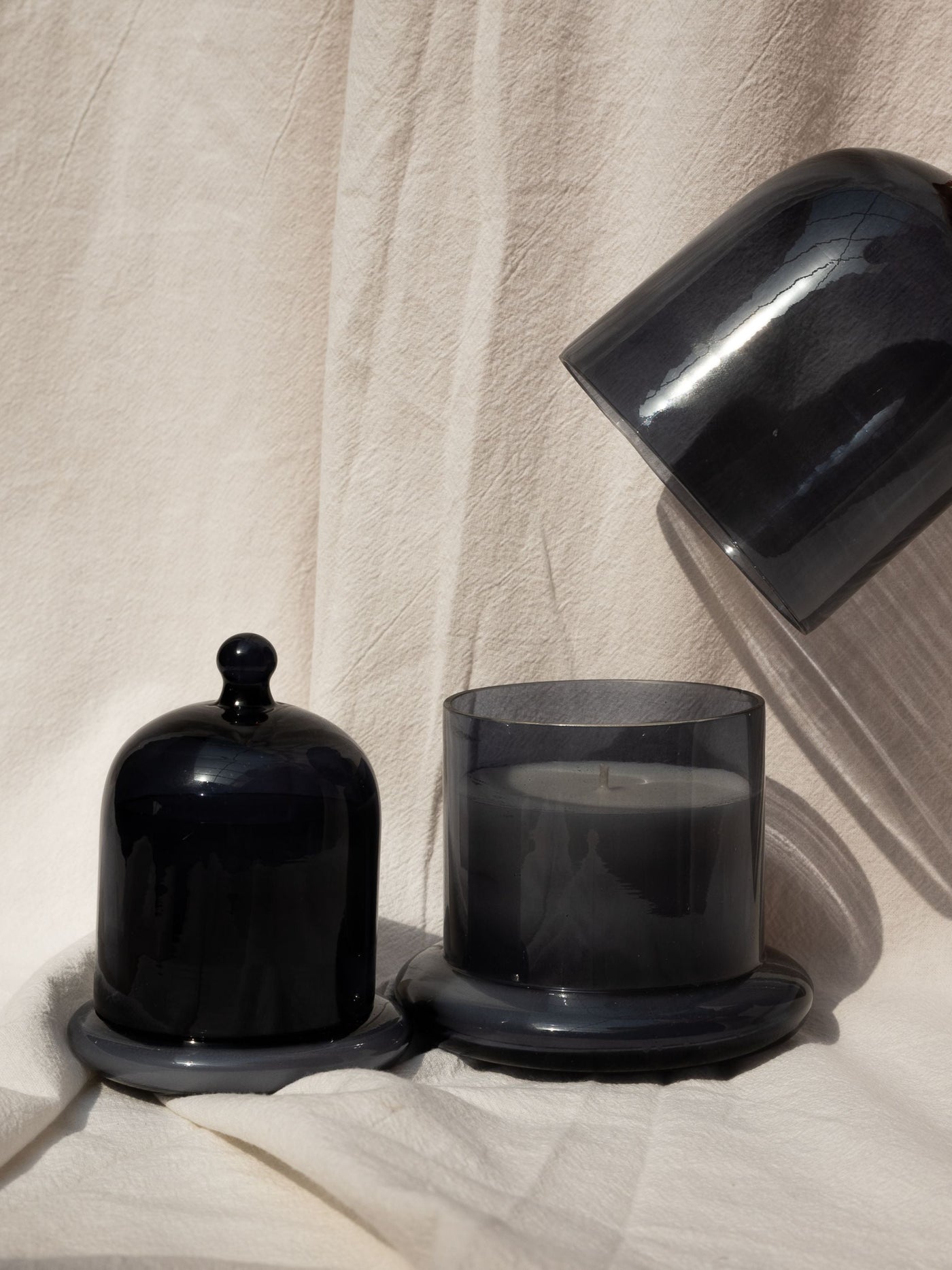 Grey Glass Dome Candle
