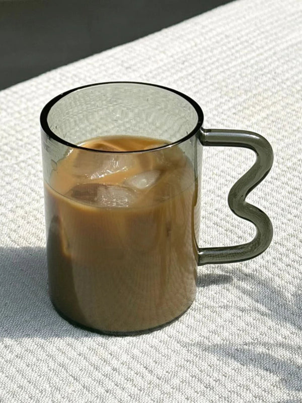 Swirl Glass Cup - Grey Handle