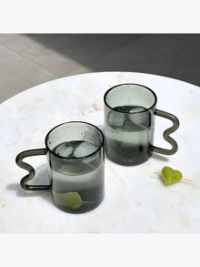 Swirl Glass Cup - Grey Handle