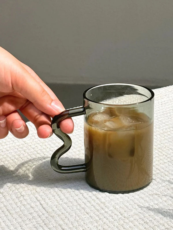 Swirl Glass Cup - Grey Handle