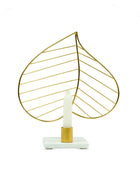 Leaf Design Metal Candle Holder with Marble Base Home Decor Accent