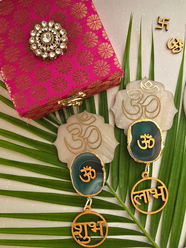 Mother Of Pearl OM Agate OM Shubh Labh Door Hangings