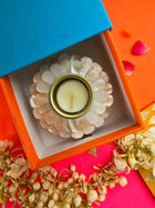 Mother Of Pearl White Floral Shape Tea Light Holder