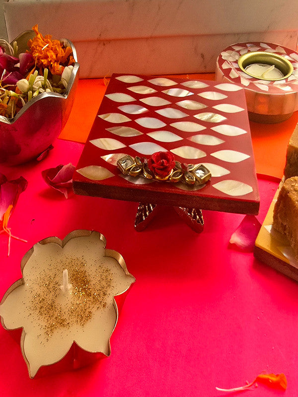 Mother Of Pearl Choki , Tea Light Holder And Candle