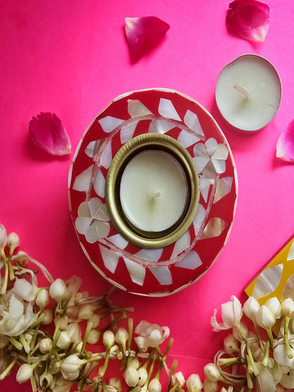 Mother Of Pearl Choki , Tea Light Holder And Candle