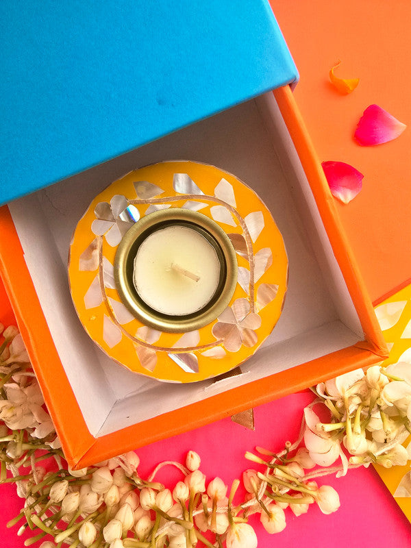 Mother Of Pearl Round Tea Light Holder