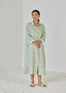 Magnolia Mosaic Green Shirt Dress