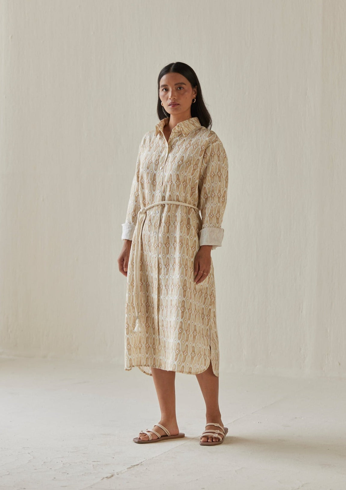 Magnolia Mosaic Sand Shirt Dress